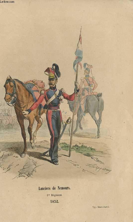 GRAVURES 19eme COULEURS - LANCIER DE NEMOURS - 1 REGIMENT 1832