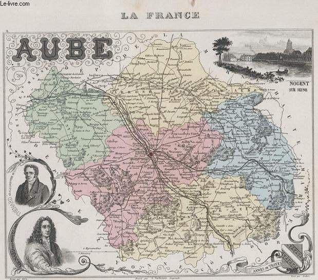 GRAVURE 19eme COULEURS - LA FRANCE - AUBE - PLANCHE N9