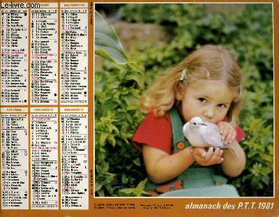 CALENDRIER - ALMANACH DES P.T.T. - ENFANTS / ANIMAUX