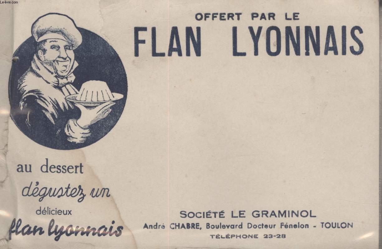 BUVARD - OFFERT PAR LE FLAN LYONNAIS -