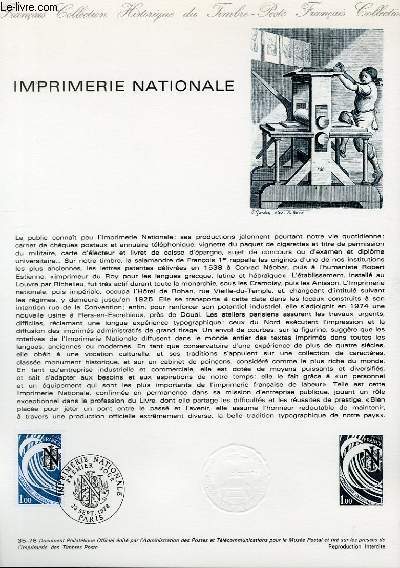 DOCUMENT PHILATELIQUE OFFICIEL N35-78 - IMPRIMERIE NATIONALE (N2014 YVERT ET TELLIER)
