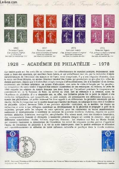 DOCUMENT PHILATELIQUE OFFICIEL N38-78 - 1928 - 1978 ACADEMIE DE PHILATELIE