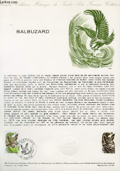 DOCUMENT PHILATELIQUE OFFICIEL N39-78 - BALBUZARD