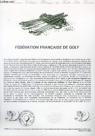 DOCUMENT PHILATELIQUE OFFICIEL N33-80 - FEDERATION FRANCAISE DE GOLF (N2105 YVERT ET TELLIER)