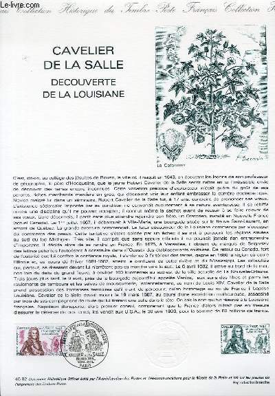 DOCUMENT PHILATELIQUE OFFICIEL N46-85 - CAVELIER DE SALLE - DECOUVERTE DE LA LOUISIANE (N2250 YVERT ET TELLIER)