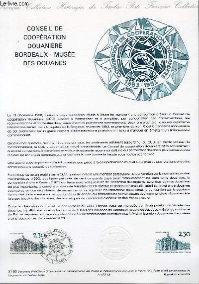 DOCUMENT PHILATELIQUE OFFICIEL N31-83 - CONSEIL DE COOPERATION DOUANIERE BORDEAUX - MUSEE DES DOUANES (N2289 YVERT ET TELLIER)