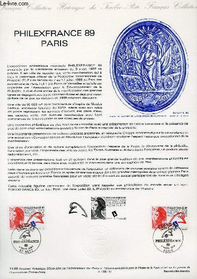 DOCUMENT PHILATELIQUE OFFICIEL N11-88 - PHILEXFRANCE 89 PARIS (N2524 YVERT ET TELLIER)