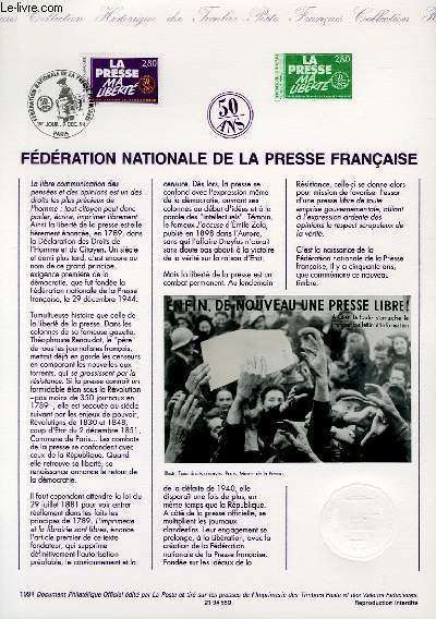 DOCUMENT PHILATELIQUE OFFICIEL - FEDERATION NATIONALE DE LA PRESSE FRANCAISE (N2917 YVERT ET TELLIER)