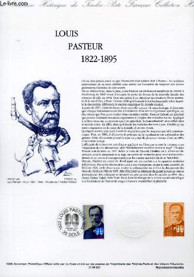 DOCUMENT PHILATELIQUE OFFICIEL - LOUIS PASTEUR 1822-1895 (N2925 YVERT ET TELLIER)