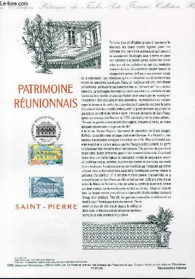 DOCUMENT PHILATELIQUE OFFICIEL - PATRIMOINE REUNIONNAIS SAINT PIERRE (N314 YVERT ET TELLIER)