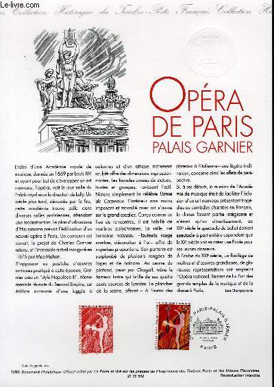 DOCUMENT PHILATELIQUE OFFICIEL - OPERA DE PARIS PALAIS GARNIER (N3181 YVERT ET TELLIER)
