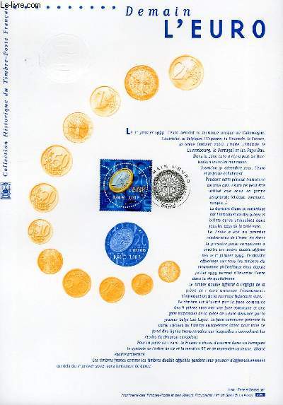 DOCUMENT PHILATELIQUE OFFICIEL - DEMAIN L'EURO (N3402 YVERT ET TELLIER)