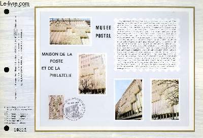 FEUILLET ARTISTIQUE PHILATELIQUE - CEF - N 261 - MUSEE POSTAL - MAISON DE LA POSTE ET DE LA PHILATELIE