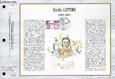 FEUILLET ARTISTIQUE PHILATELIQUE - CEF - N 708 - EMILE LITTRE (1801-1881)