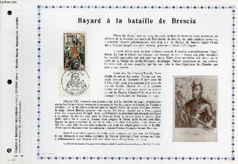 FEUILLET ARTISTIQUE PHILATELIQUE - PAC - 69 - 33 - BAYARD A LA BATAILLE DE BRESCIA