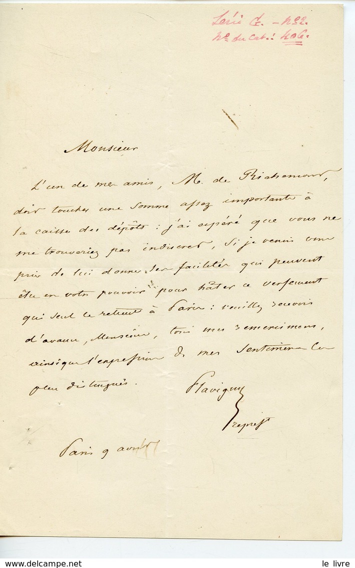 DEPUTE ET PRECURSEUR DE LA CROIX-ROUGE FRANCAISE. MAURICE ADOLPHE COMTE DE FLAVIGNY (1799-1873). LAS