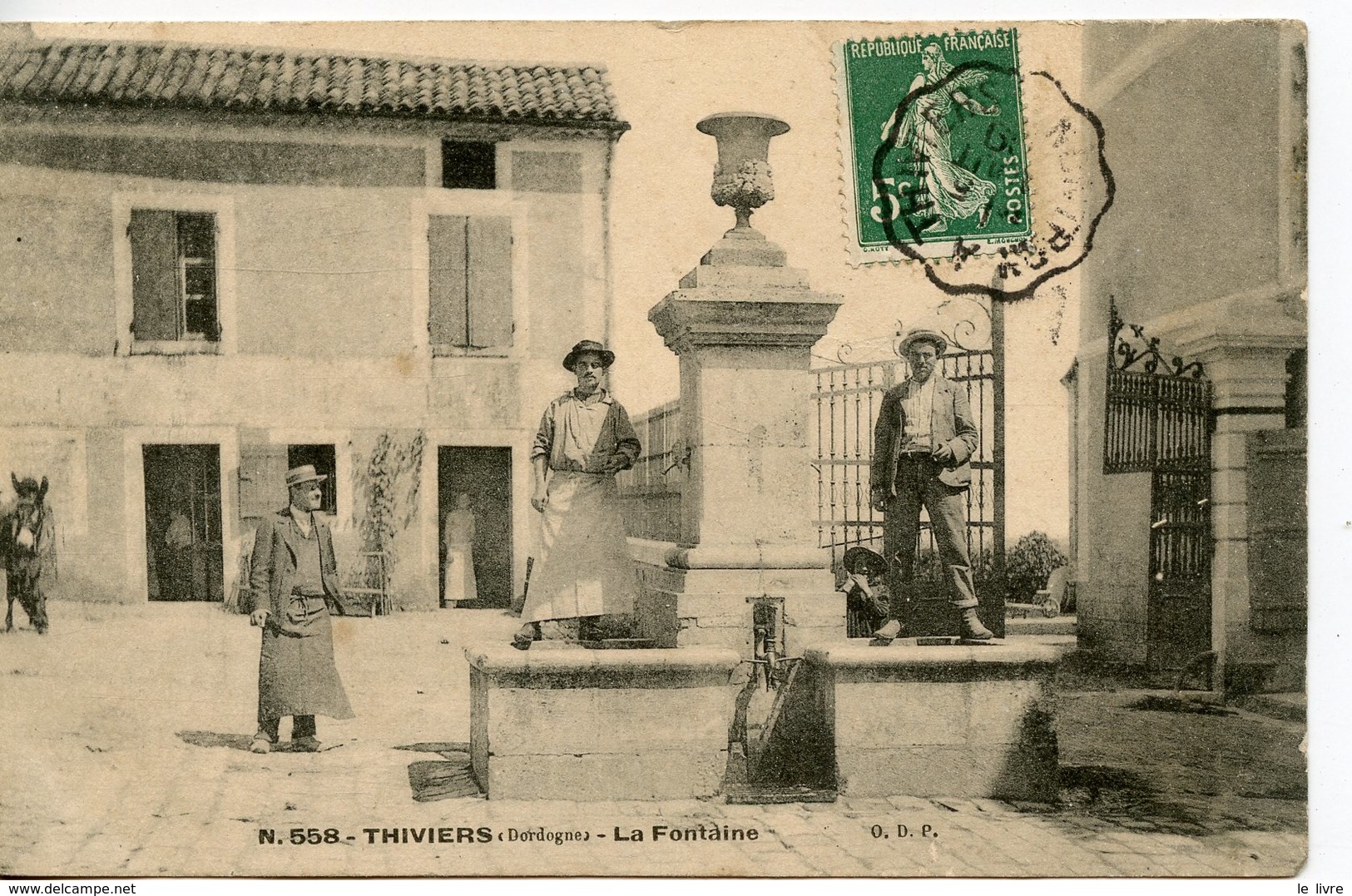 CPA 24 THIVIERS. LA FONTAINE 1909 CACHET AMBULANT