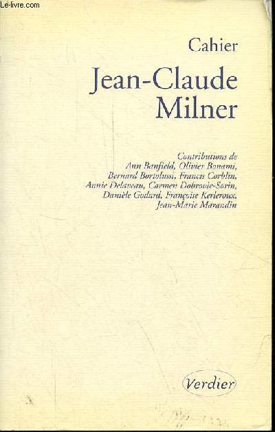 Cahier Jean-Claude Milner.