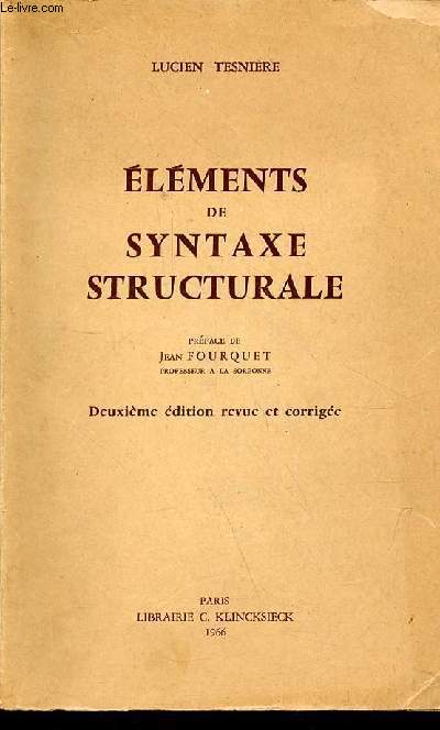 Elments de syntaxe structurale - 2e dition revue et corrige.