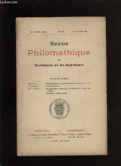 Revue philomathique de Bordeaux et du Sud-Ouest n 10