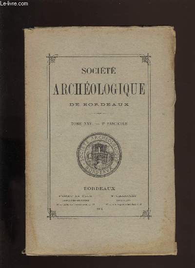 Socit archologique de Bordeaux - Tome XXV - Fascicule n 2