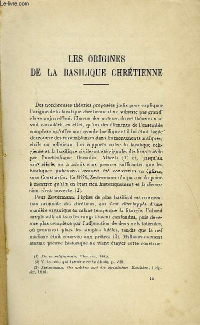 BULLETIN MONUMENTAL 86e VOLUME DE LA COLLECTION N3-4 - LES ORIGINERS DE LA BASILIQUE CHRETIENNE PAR LOUIS BREHIER
