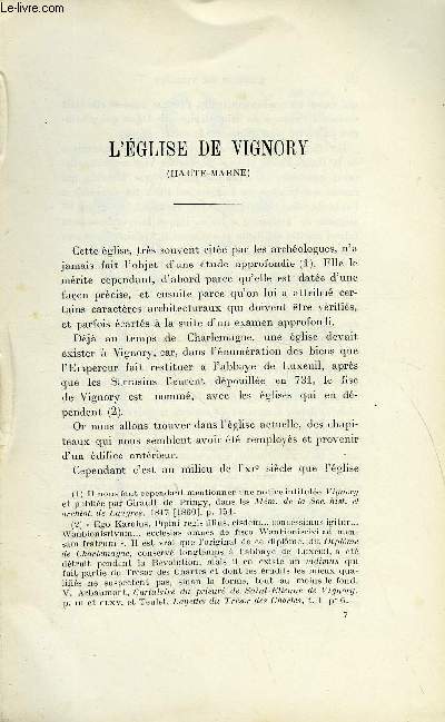 BULLETIN MONUMENTAL 88e VOLUME DE LA COLLECTION N1-2 - L'EGLISE DE VIGNORY (HAUTE-MARNE) PAR DESHOULIERES