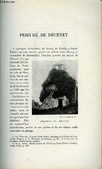 BULLETIN MONUMENTAL 93e VOLUME DE LA COLLECTION N2 - PRIEURE DE DECENET PAR DESHOULIERES