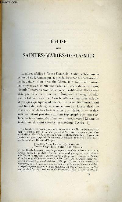 BULLETIN MONUMENTAL 95e VOLUME DE LA COLLECTION N2 - EGLISE DES SAINTES-MARIES-DE-LA-MER PAR FERNAND BENOIT