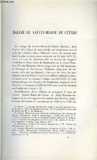 BULLETIN MONUMENTAL 97e VOLUME DE LA COLLECTION N1 - EGLISE DE SAINTE-MARIE DE CUINES PAR F. BERNARD ET E. STEPHENS