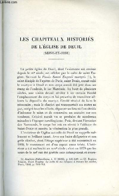 BULLETIN MONUMENTAL 97e VOLUME DE LA COLLECTION N4 - LES CHAPITEAUX HISTORIES DE L'EGLISE DE DEUIL (SEINE-ET-OISE) PAR ANDRE LAPEYRE