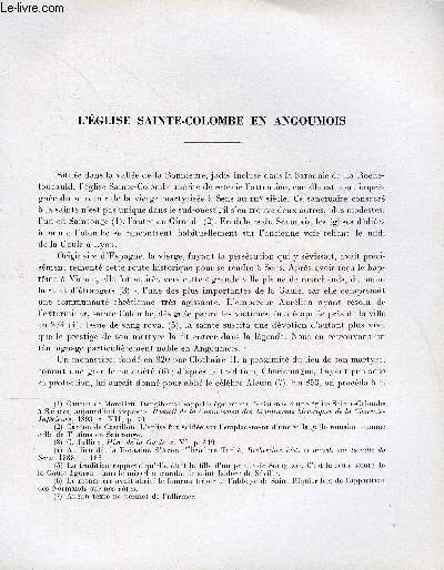 BULLETIN MONUMENTAL 114e VOLUME DE LA COLLECTION N1 - L'EGLISE SAINTE-COLOMBE EN ANGOUMOIS PAR CH. DARAS