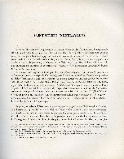 BULLETIN MONUMENTAL 116e VOLUME DE LA COLLECTION N1 - SAINT-MICHEL D'ENTREAYGUES PAR CH. DARAS