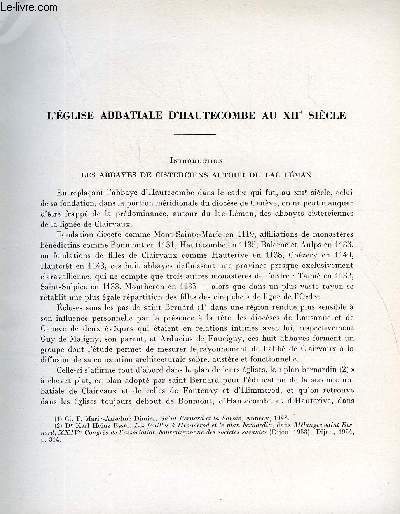 BULLETIN MONUMENTAL 118e VOLUME DE LA COLLECTION N1 - L'EGLISE ABBATIALE D'HAUTECOMBE AU XIIe SIECLE PAR DOM ROMAIN CLAIR