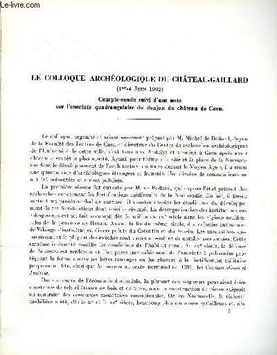 BULLETIN MONUMENTAL 121e VOLUME DE LA COLLECTION N1 - LE COLLOQUE ARCHEOLOGIQUE DU CHATEAU-GAILLARD (1er-4 JUIN 1962) COMPTE-RENDU SUIVI D'UNE NOTE SUR L'ENCEINTE QUADRANGULAIRE DU DONJON DU CHATEAU DE CAEN PAR JEAN VALLERY-RADOT