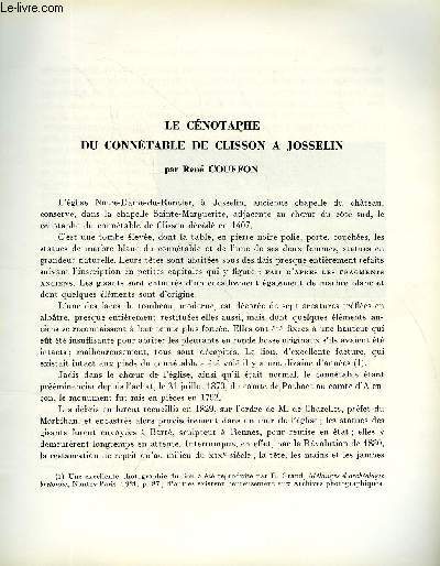 BULLETIN MONUMENTAL 125e VOLUME DE LA COLLECTION N2 - LE CENOTAPHE DU CONNETABLE DE CLISSON A JOSSELIN PAR RENE COUFFON