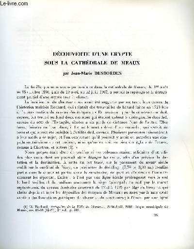BULLETIN MONUMENTAL 125e VOLUME DE LA COLLECTION N4 - DECOUVERTE D'UNE CRYPTE SOUS LA CATHEDRALE DE MEAUX PAR JEAN-MARIE DESBORDES