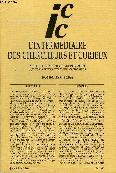 L'INTERMEDIAIRE DES CHERCHEURS ET CURIEUX N 464 - QUESTIONS 1 : Citation latine : 