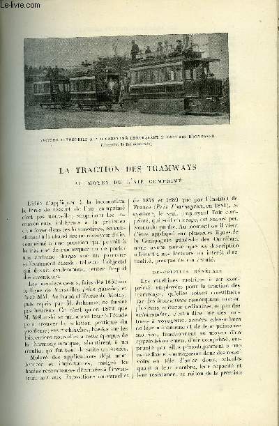 LE MONDE MODERNE TOME 1 - L'esprit contemporaine en Allemagne par Edmond Bailly, La traction des tramways au moyen de l'air comprim par E. Bougenaux