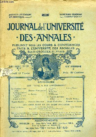 JOURNAL DE L'UNIVERSITE DES ANNALES ANNEE SCOLAIRE 1907-1908 N6 - La 