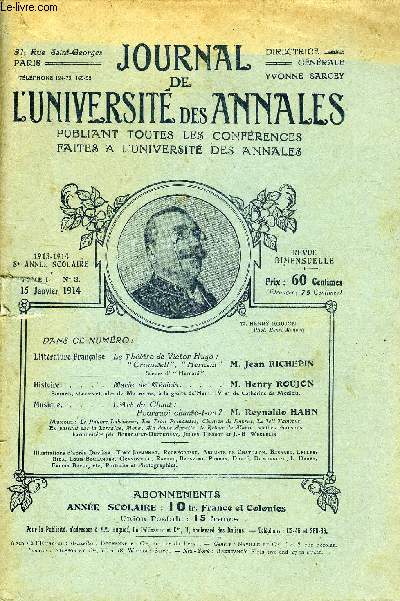 JOURNAL DE L'UNIVERSITE DES ANNALES 8e ANNEE SCOLAIRE N3 - Littrature franaise Le Thtre de Victor Hugo :