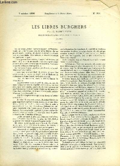 SUPPLEMENT A LA REVUE MAME N 314 - Les libres burghers (suite) par G. Saint-Yves, illustrations d'Alfred Paris