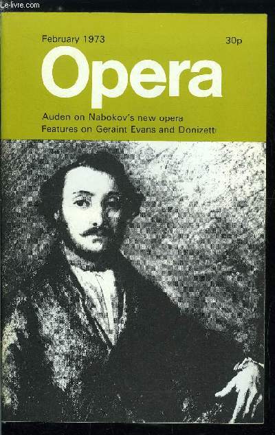 Opera n 2 - Sir Geraint Evans - 25 years at Covent Garden, Donizetti's Comedy of sentiment by Michael Messenger, Labour of love by W.H. Auden and chester Kallman, From Stiffelio to Aroldo by Georges Badasconyi, The Sydney opera house