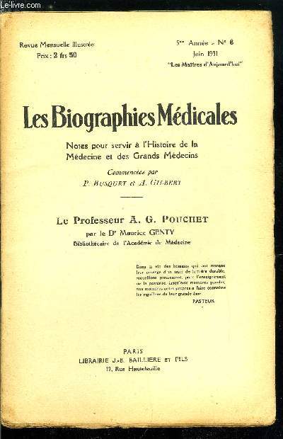 Les biographies mdicales n 6 - Le professeur A. G. Pouchet