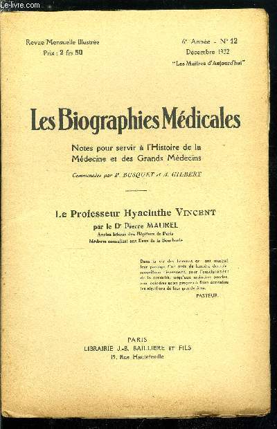 Les biographies mdicales n 12 - Vincent Hyacinthe - IIe partie