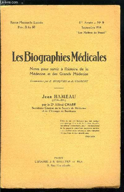Les biographies mdicales n 9 - Hameau Jean (1779-1851)