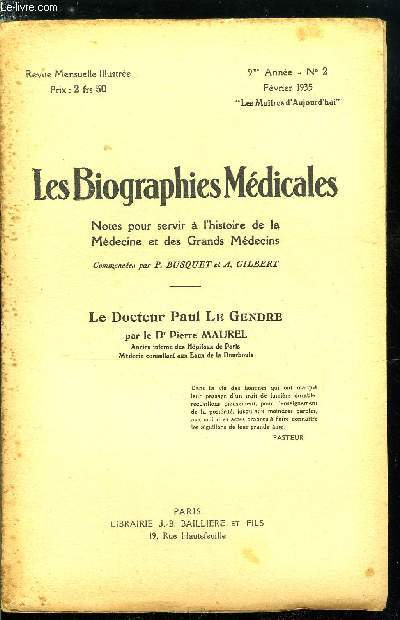 Les biographies mdicales n 2 - Le docteur Paul Le Gendre
