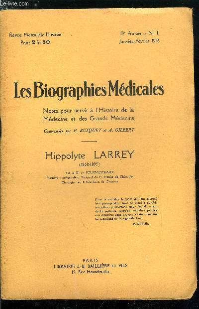 Les biographies mdicales n 1-2 - Hippolyte Larrey (1808-1895)