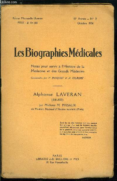 Les biographies mdicales n 7 - Alphonse Laveran (1841-1922)