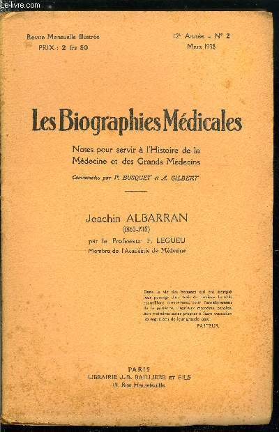 Les biographies mdicales n 2 - Joachin Albarran (1860-1912)